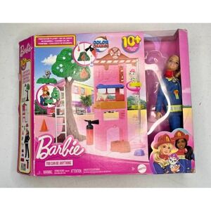Barbie FireFighter Set with Tree, Station, Doll, and Accessories (Opened)